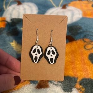 Handmade ghost face dangle earrings